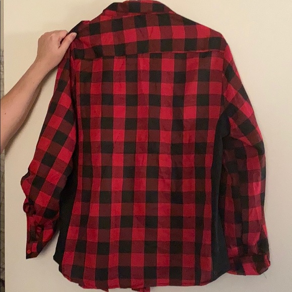 Red and black plaid button down shirt - Picture 2 of 2